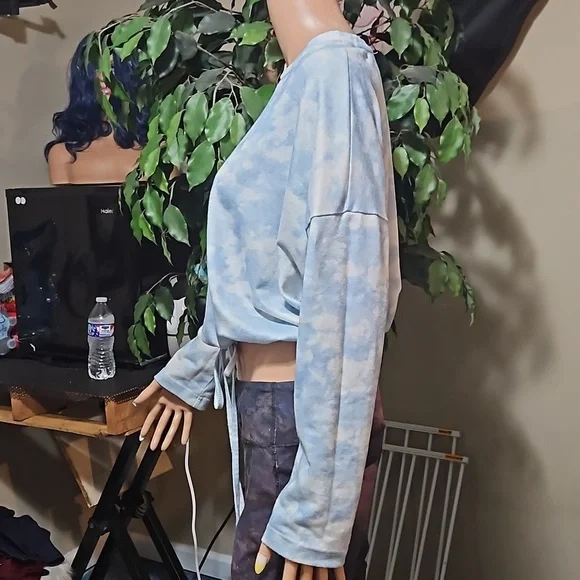 April Kiss Long Sleeve Light Blue Sky Tye-Dye Blouse - Picture 2 of 6